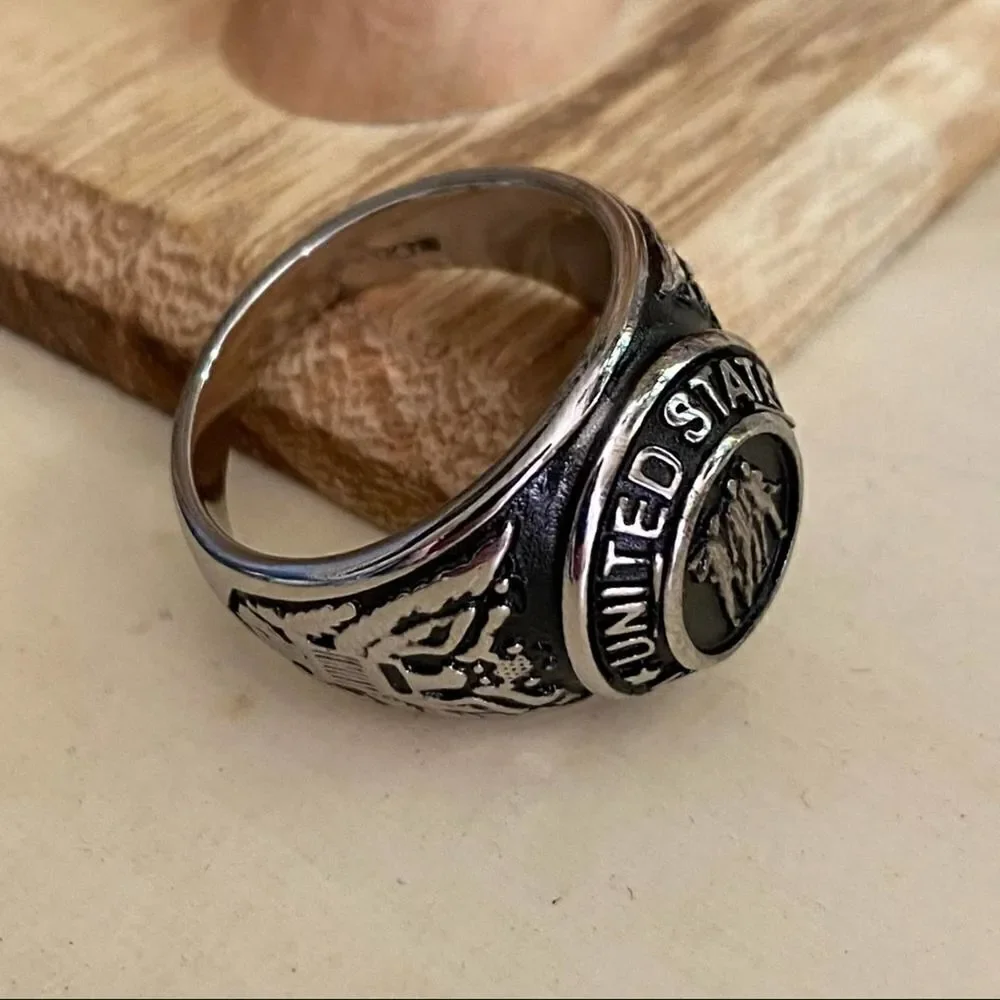 Stainless Steel United States Veteran Ring Sizes 9,10,11,12